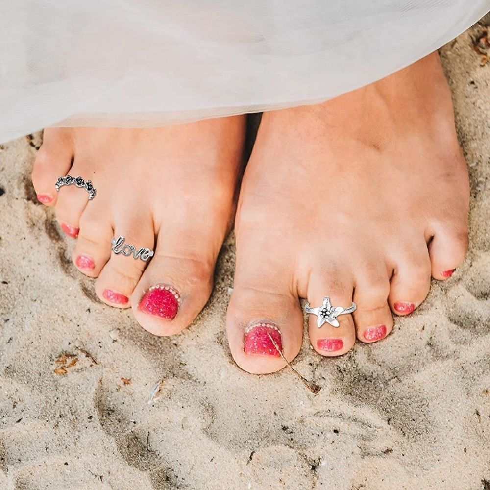Silver Adjustable Boho Open Toe Rings - Set of 54 - Picture 7 of 9